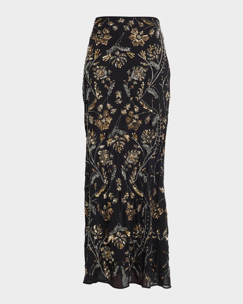Medina Hand-Beaded Georgette Skirt